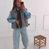 LINDE BROWN/LIGHT BLUE TEDDY JACKET