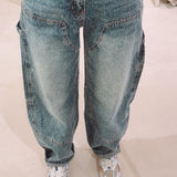 RHINESTONE BLUE BALLOON JEANS A3839
