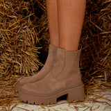 TEXAN TAUPE SUEDE BOOTS