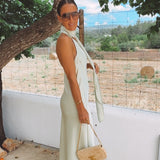 ALEGRANZA MINT GREEN SATIN DRESS