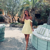 PAMPLOMA YELLOW OFF SHOULDER DRESS