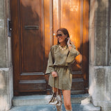 YSOLDE KHAKI STRIPED BLOUSE