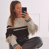 GIGI BEIGE/BROWN STRIPED SWEATER