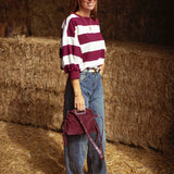 PRE-ORDER MARABETH BURGUNDY STRIPED SWEATER