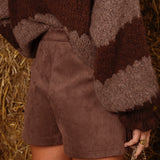 EDNA BROWN SUEDE FRINGE SHORT