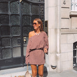 MOONLEY BORDEAUX CHECKERED SKIRT