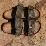 RIMAL KHAKI RAFFIA SLIPPERS
