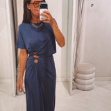SHANIA DARK BLUE TWO-PIECE SET