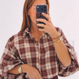 ELSHA BORDEAUX CHECKERED BLOUSE