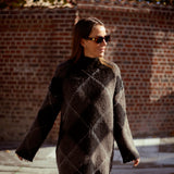 CITY MOOD TAUPE ARGYLE DRESS