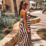 CRISTINA BROWN/ECRU STRIPED DRESS