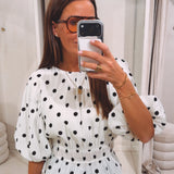 ROSANNE ECRU POLKADOTS BLOUSE
