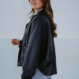 CLARISSE DARK BLUE LEATHER JACKET
