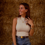 PHOENIX BEIGE RIBBED TOP