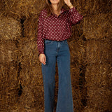 NATASHA BURGUNDY POLKADOTS BLOUSE