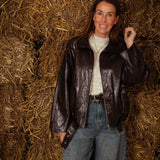 PAMELA BROWN SHINY LEATHER JACKET