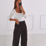 NADIA BROWN RHINESTONE CARGO BALLOON PANTS