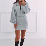 MIRIAM GREY BELT DRESS