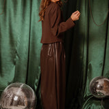 KEEP SHINING BROWN BUTTON BLOUSE