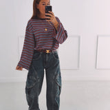 PIPER BORDEAUX/LIGHT BLUE STRIPED LONGSLEEVE SHIRT