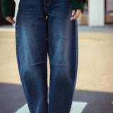 DARK BLUE BARREL JEANS 9130-1