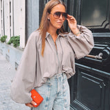 THELMA TAUPE ZIP BLOUSE