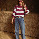 PRE-ORDER MARABETH BURGUNDY STRIPED SWEATER
