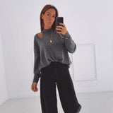 ESTER GREY CUT-OUT PULLOVER