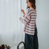 PRE-ORDER DANIQUE PINK STRIPED KNIT SWEATER
