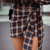 HAZY HUG DARK BLUE CHECKERED SKIRT