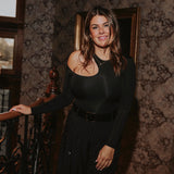 LOUD LUXE BLACK CUT-OUT BLOUSE