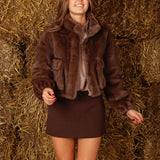 PRESCOTT BROWN FAUX FUR JACKET