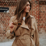 WHISPERING WIND BEIGE BELT SUEDE JACKET
