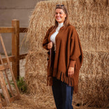 AUTUMN CAMEL FRINGE PONCHO