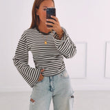 DELANEY KHAKI/ECRU STRIPED LONGSLEEVE SHIRT