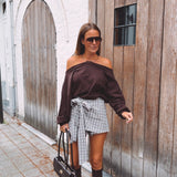 CORALIE BROWN CHECKERED SKORT