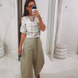 JORINDE BEIGE CHECKERED BLOUSE