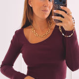 CAMELIA BURGUNDY RIBBED LONGSLEEVE SHIRT