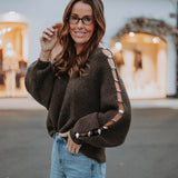 KIANDRA BROWN DARING DETAIL SWEATER