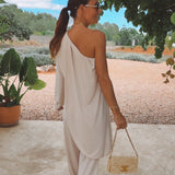 MARISOL ECRU ONE SHOULDER JUMPSUIT