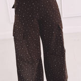 NADIA BROWN RHINESTONE CARGO BALLOON PANTS