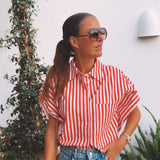 YOLANDA RED STRIPED BLOUSE