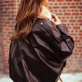 ASHBY BROWN SHINY LEATHER JACKET