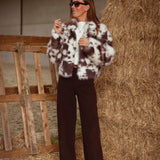 COW PRINT FAUX FUR COAT