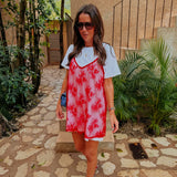 SELVA WHITE DRESS WITH RED LACE