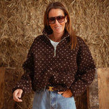 DAWSIE BROWN SOFT POLKADOTS TEDDY SWEATER