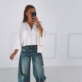 KAREN ECRU V-NECK SWEATER