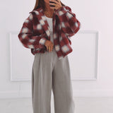 ALEXIS RED CHECKERED ZIP JACKET