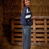 ELVINA DARK BLUE SLEEVELESS JACKET