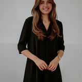 MARIT BLACK V-NECK DRESS